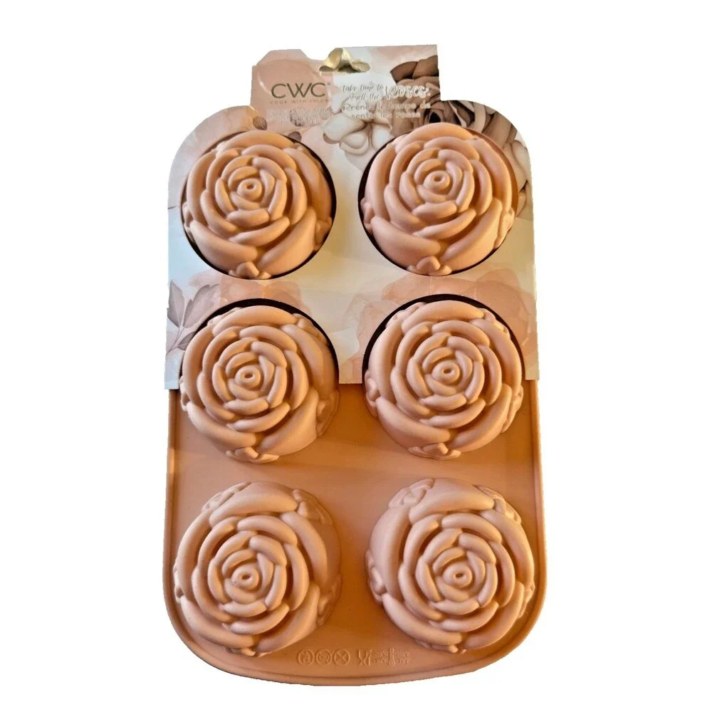CWC Silicone Rose Flower Mold for Handmade Soap Jelly Chocolate Cakes Set of 2